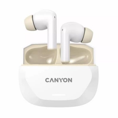 Slúchadlá, TWS bezdrôtové, Bluetooth 5.4, CANYON „Hexagon 7“, bielo-béžové