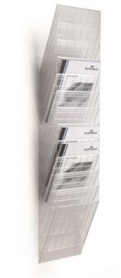 Stojan na prospekty, stojaci, nástenný, A4, DURABLE "FLEXIBOXX 12", priehľadná