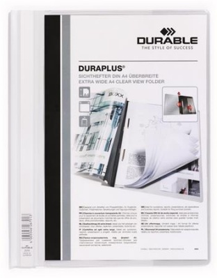 Rýchloviazač, A4, široký, priehľadné vrecko, DURABLE "DURAPLUS®", biely