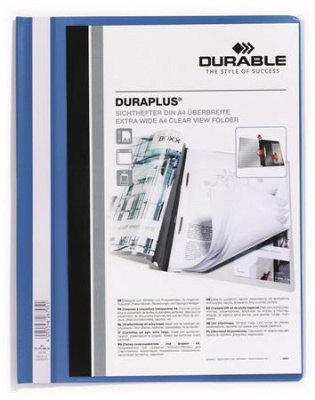 Rýchloviazač, A4, široký, priehľadné vrecko, DURABLE "DURAPLUS®", modrý