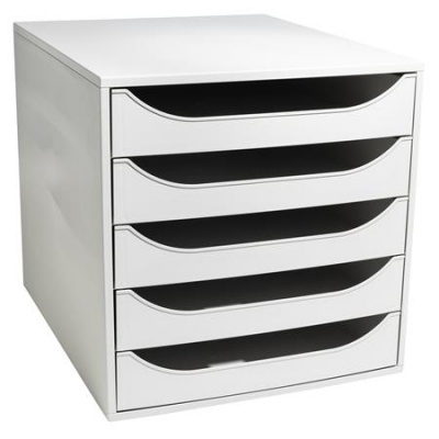 Úložný box na dokumenty, plastový, 5-zásuvkový, EXACOMPTA "Ecobox Office", sivý