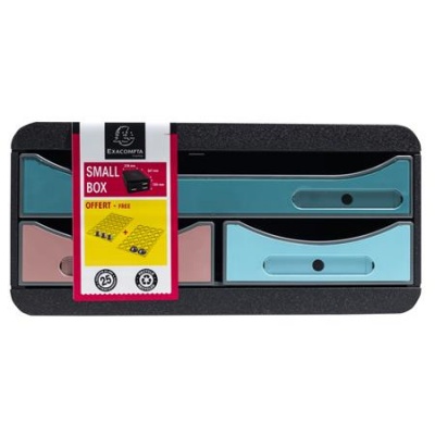 Úložný box na dokumenty, plastový, 3-zásuvkový, EXACOMPTA "Smallbox Skandi", farebný