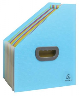 Harmonikový zakladač, 265x325 mm, PP, 12 priehradie, EXACOMPTA "Pop`NCo", cyánovo modrý
