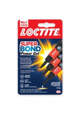 Sekundové lepidlo, gél, 3 x 1 g, HENKEL "Loctite Super Bond POWER Gél Mini Trio"