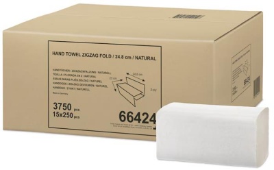 Papierové utierky, Z ohyb, 2-vrstvové, 250 útržkov, H3 systém, Universal "Singlefold", prírodná