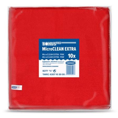 Čistiaca utierka, univerzálna,10 ks, 40x40 cm, BONUS "MicroCLEAN Extra", červená
