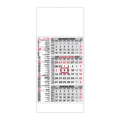 Kalendár, trojmesačný, špedičný, DAYLINER "Standard Kombi", prázdny vrchný panel, sivý