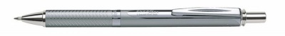 Gélové pero, 0,35 mm, stláčací mechanizmus, telo pera: strieborná, PENTEL "EnerGel BL-407" modrá