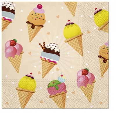 Servítky, 2-vrstvové, 33x33 cm, zmrzlina