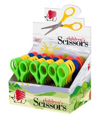 Nožnice, displej, školské, okrúhle, 13,5 cm, ICO "Ježko", mix farieb