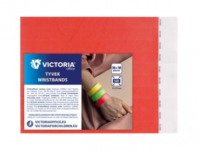 Identifikačný náramok, 3/4", tyvek, červený, VICTORIA OFFICE