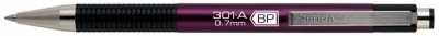 Guľôčkové pero, 0,24 mm, stláčací mechanizmus, farba tela: slezová, ZEBRA "F301 A", modré