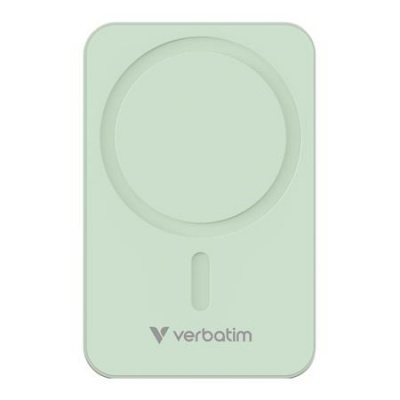Power banka, externá batéria, magnetická, 20 000 mAh, stojanček, VERBATIM "Charge n Go Essentials", zelená