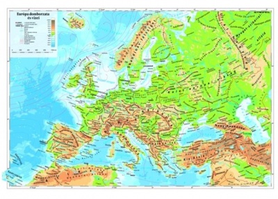 Podložka na stôl, obojstranná, STIEFEL  "Európa dombozata/ Reliéfna mapa Európy" - výrobok v MJ