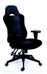 Manažérska stolička, čierne/sivé čalúnenie, čierny podstavec, MaYAH "Racer"