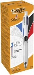 Guľôčkové pero, 3 farby, s mikroceruzkou, BIC "4 Colours"