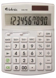 Kalkulačka, stolová, 10 miestny displej, VICTORIA OFFICE "GVA-740", biela