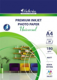 Fotopapier, pre atramentovú tlač, A4, 180 g, matný, VICTORIA PAPER "Universal"
