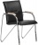 Konferenčná stolička, koženka, chrómovaná konštrukcia, lakťová opierka z buku, "Sabina", čierna